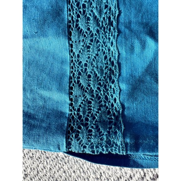 DressBarn Womens Blue 14W Dress Shirt Button Up Short Sleeve Padded Shoulder - Picture 10 of 16